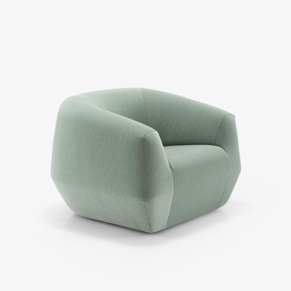 Fotel Uncover — Ligne Roset, tapicerka w tkaninie miętowej, widok z przodu