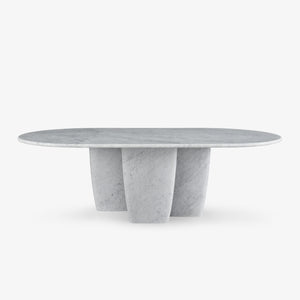 Stół Camma — Ligne Roset, blat marmurowy, nogi betonowe, widok z przodu