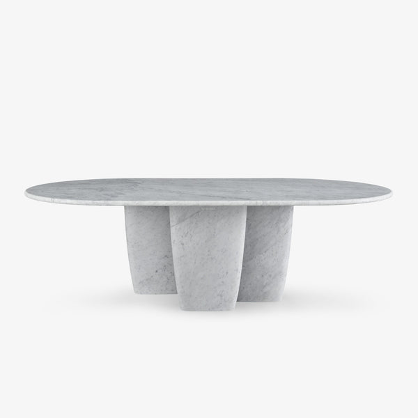 Stół Camma — Ligne Roset, blat marmurowy, nogi betonowe, widok z przodu