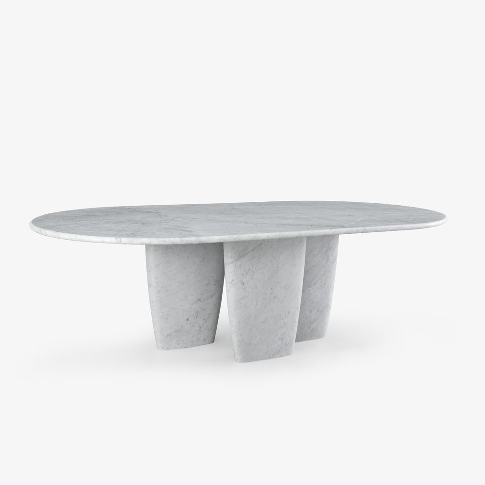 Stół Camma — Ligne Roset, blat marmurowy, nogi betonowe, widok z przodu