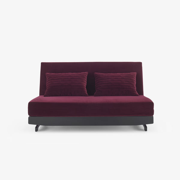 Sofa rozkładana Motus — Ligne Roset, tapicerka w tkaninie burgundowej, widok z przodu
