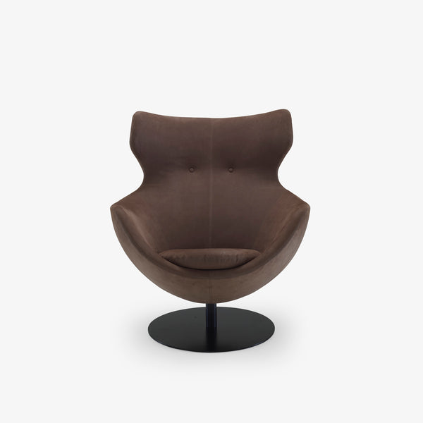 Fotel Jupiter — Ligne Roset, tapicerka w tkaninie brązowej, widok z przodu