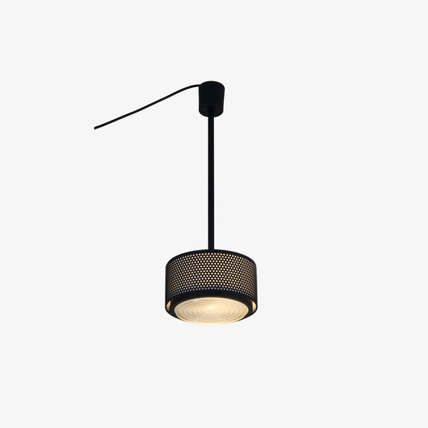 Lampa wisząca G13 am — Ligne Roset, obudowa perforowana czarna, widok z przodu