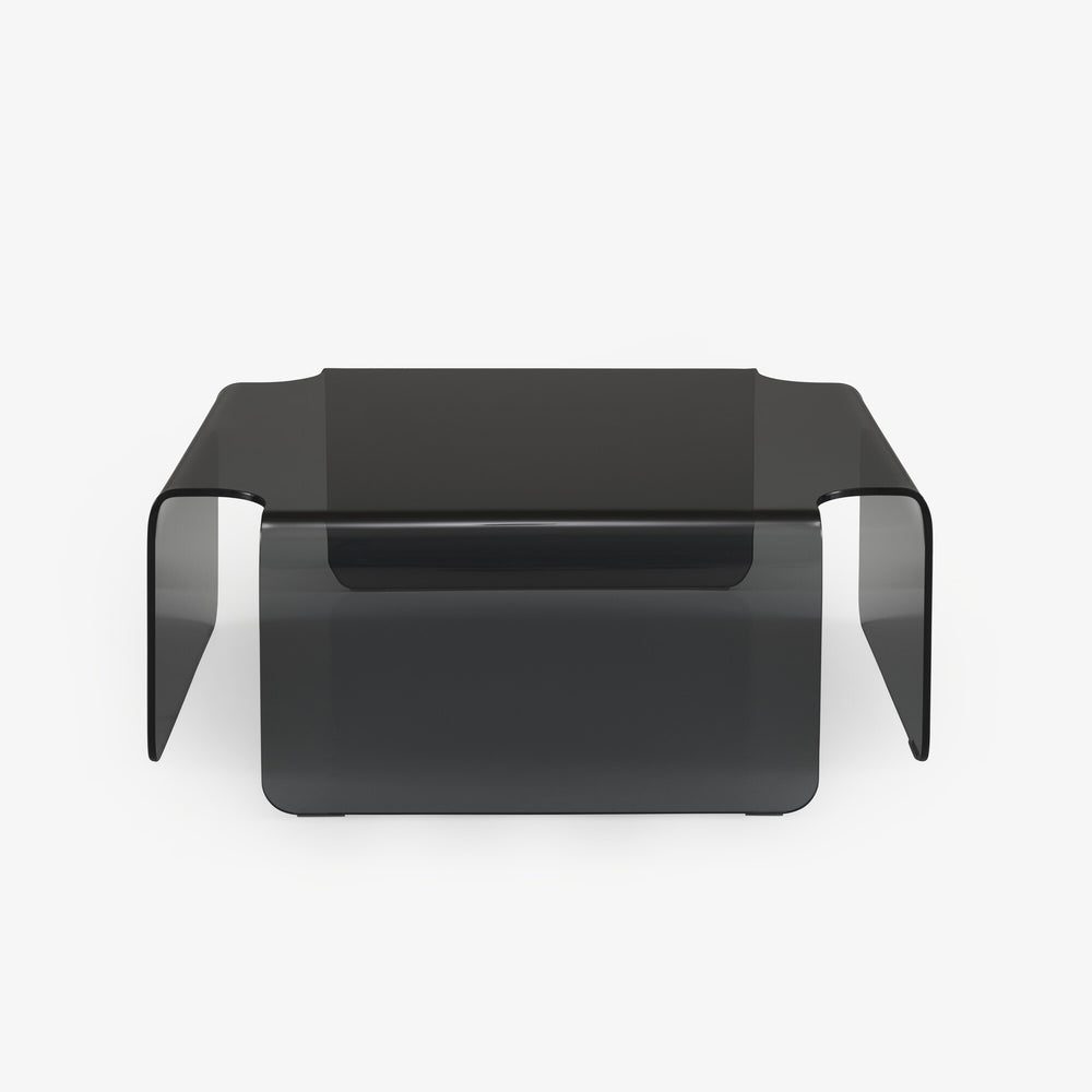 Stolik kawowy Niagara — Ligne Roset, forma geometryczna, blat czarny, widok z przodu