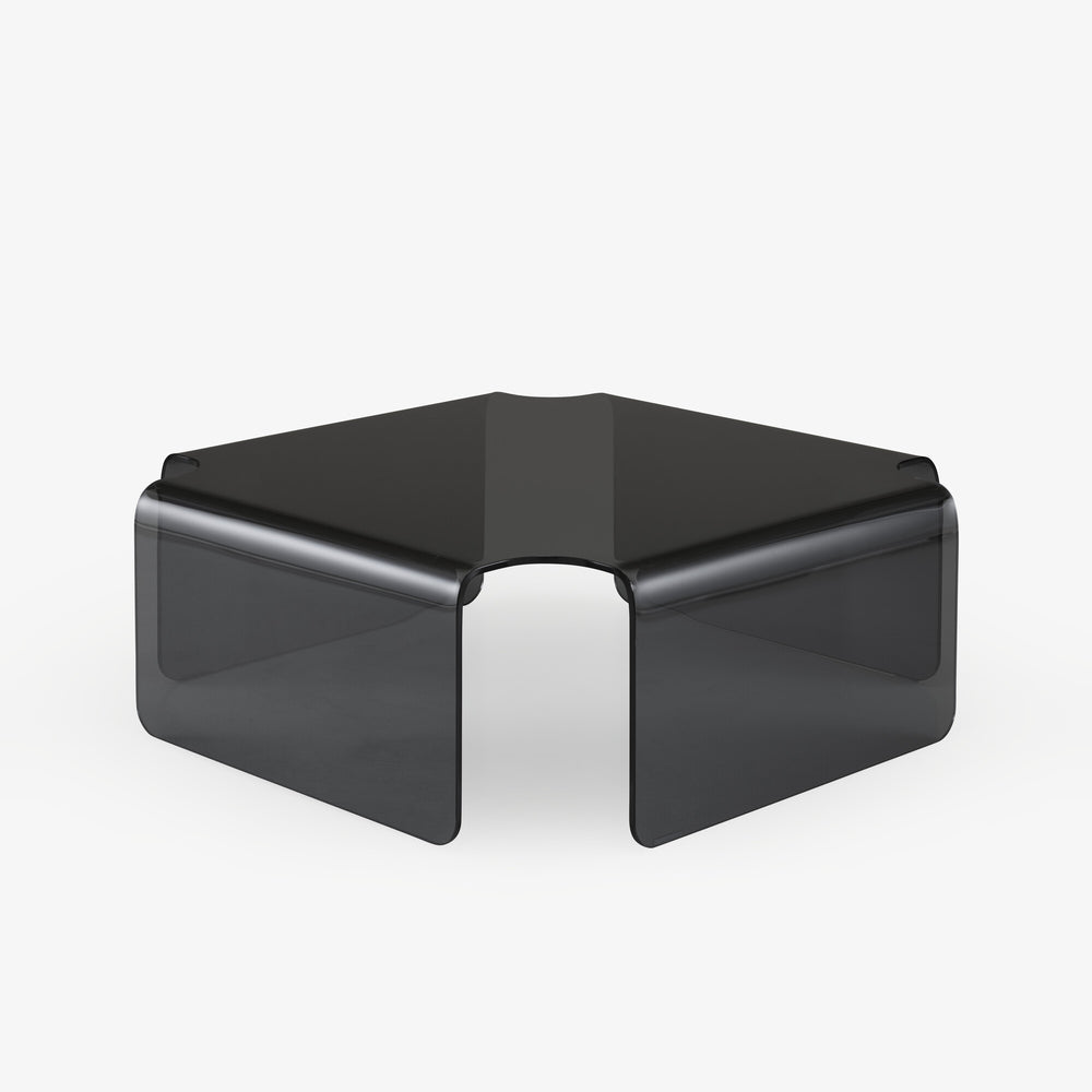 Stolik kawowy Niagara — Ligne Roset, forma geometryczna, blat czarny, widok z przodu
