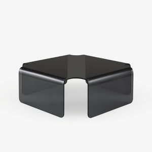 Stolik kawowy Niagara — Ligne Roset, forma geometryczna, blat czarny, widok z przodu
