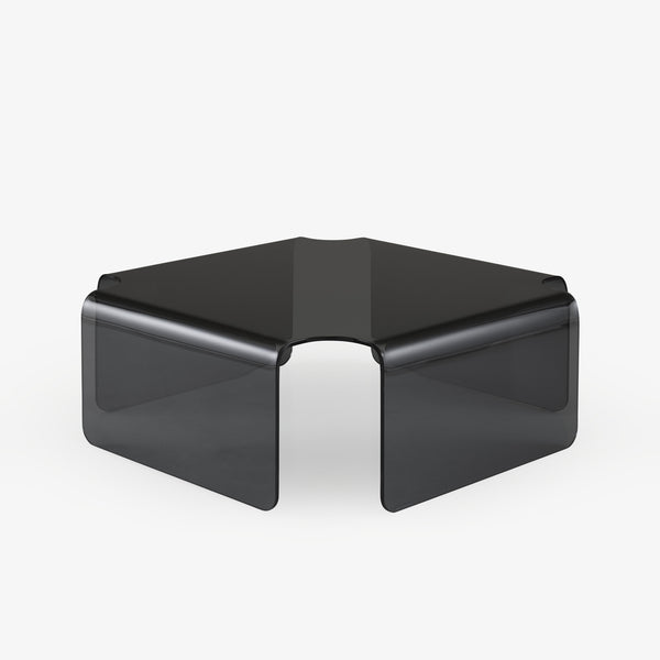 Stolik kawowy Niagara — Ligne Roset, forma geometryczna, blat czarny, widok z przodu