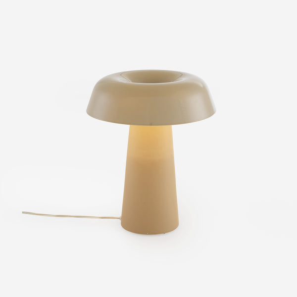 Shiitake — lampa zapalona, światło przechodzące przez materiał, widok boczny