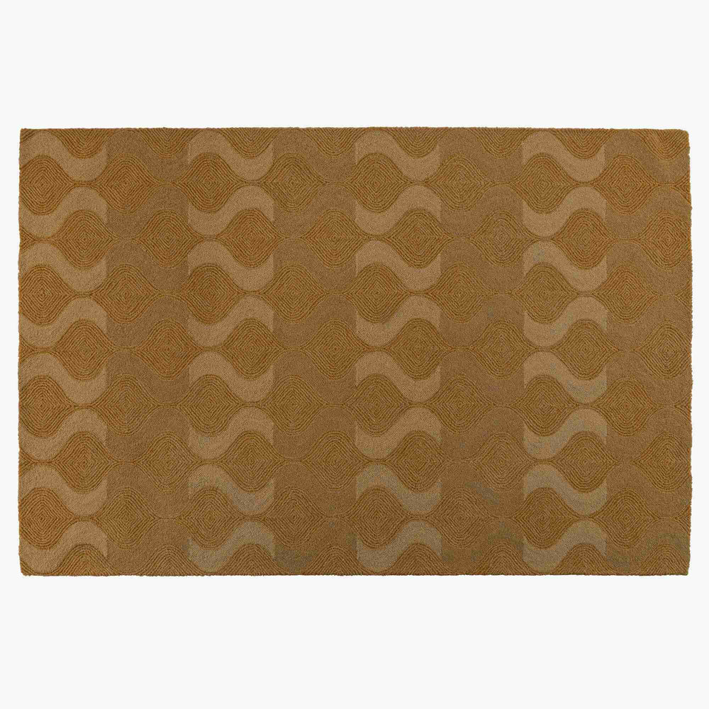 Dywan Wave — Ligne Roset, tkanina w kolorze gingembre, wzór falisty, widok z przodu