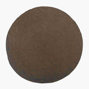 Dywan Twist — Ligne Roset, okrągły, splot tkaniny w kolorze khaki, widok z góry