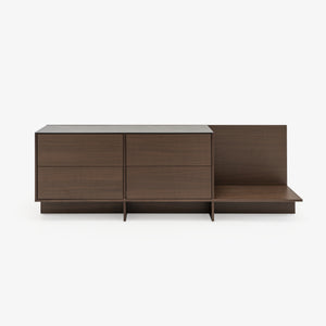Komoda Scene — Ligne Roset, drewno wenge, blat czarny marmur, widok z przodu