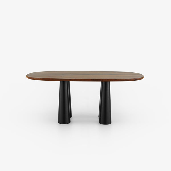 Stół Hashira — Ligne Roset, blat orzech, podstawa czarny jesion, widok z przodu
