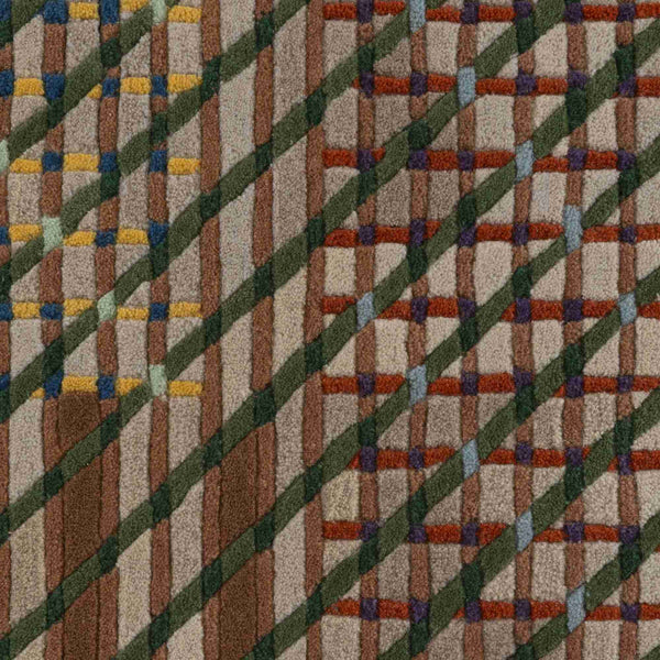 Convergence — detal wzoru, geometryczne pasy i kwadraty, tekstura wełny