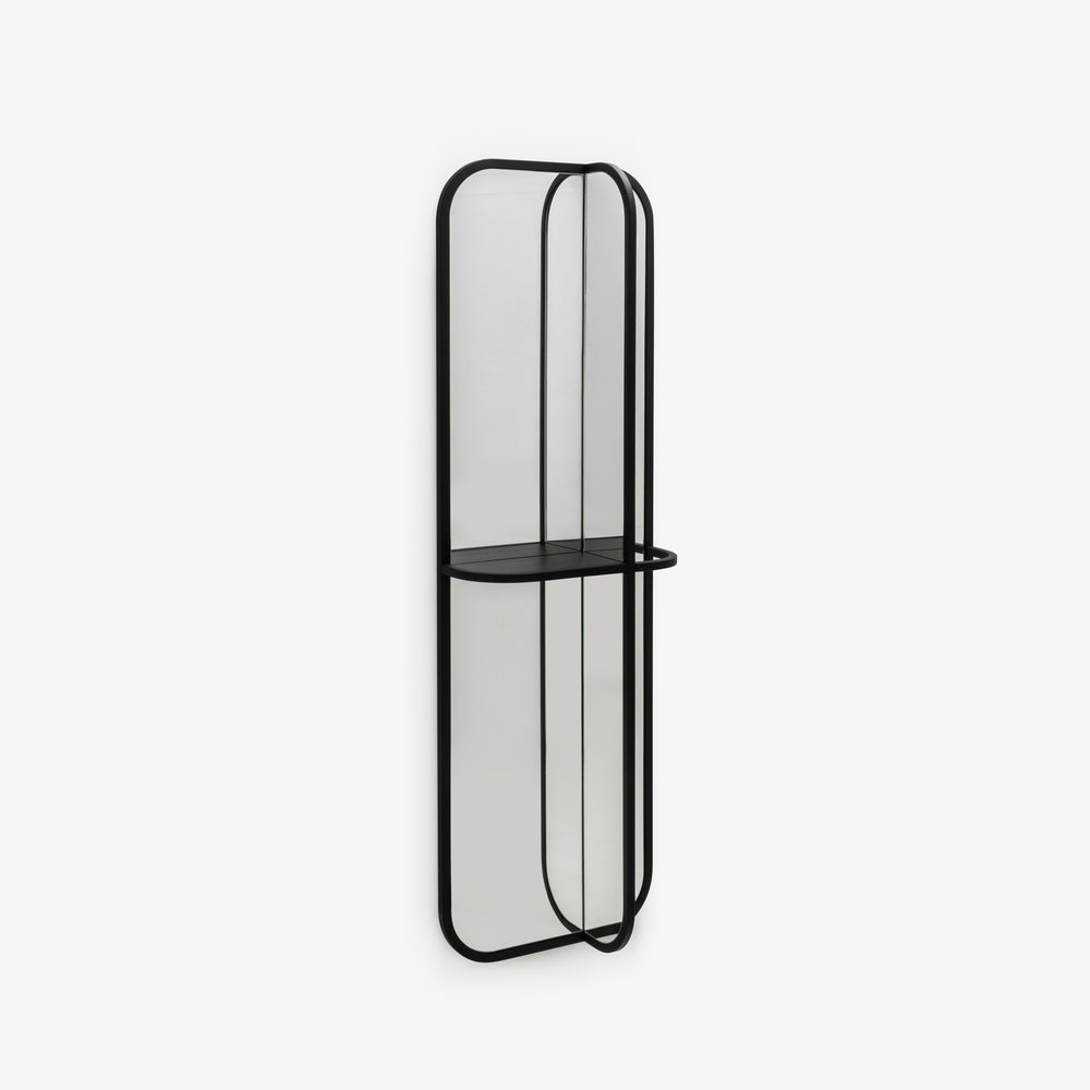 Lustro Kiosk — Ligne Roset, rama metalowa czarna, dwa lustra w konfiguracji pionowej