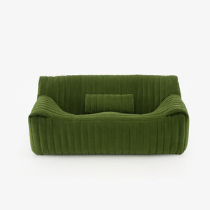 Sofa Sandra — Ligne Roset, tapicerka w tkaninie żeberkowanej, kolor zielony, widok z przodu