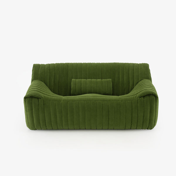 Sofa Sandra — Ligne Roset, tapicerka w tkaninie żeberkowanej, kolor zielony, widok z przodu