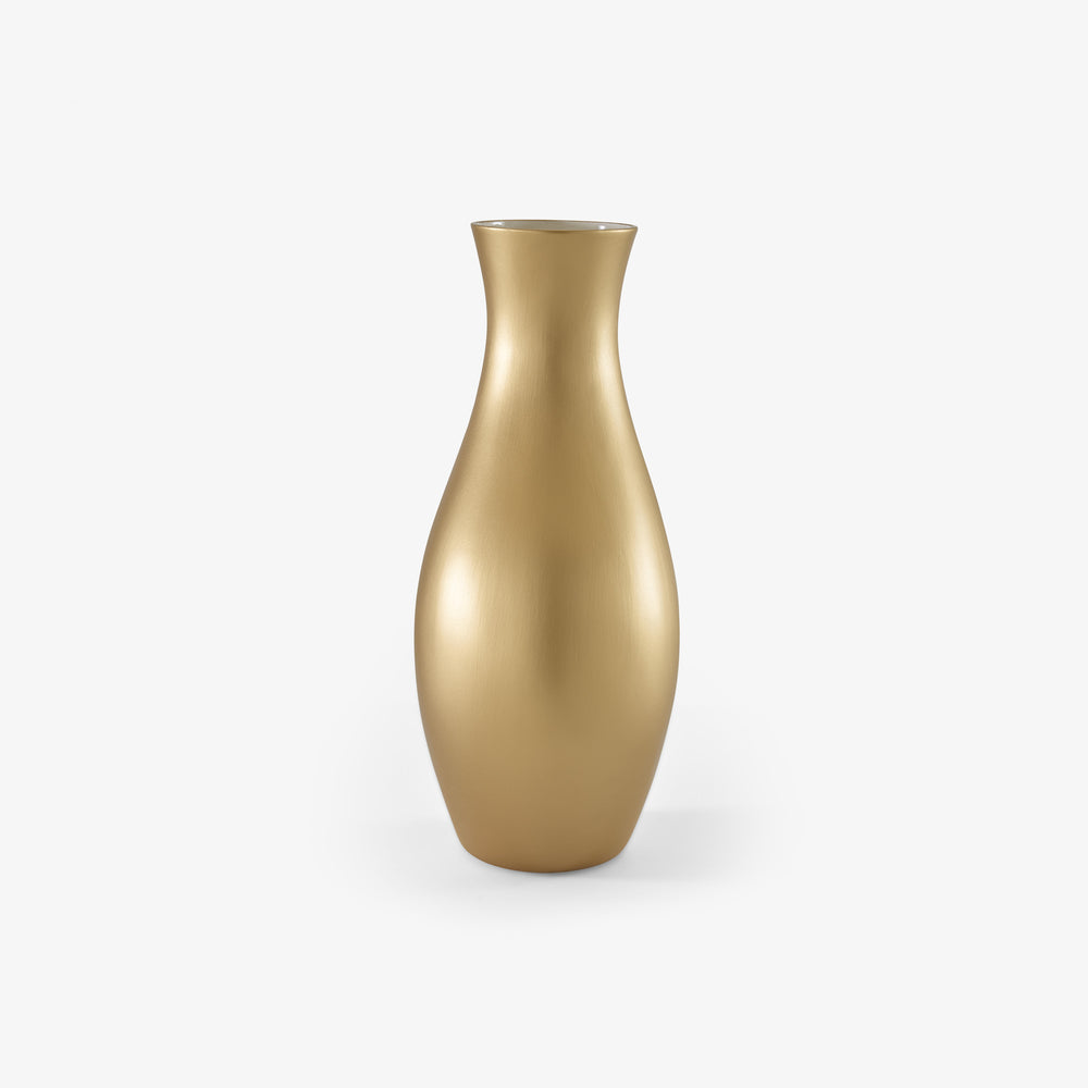 Wazon Hanbun — Ligne Roset, metal w kolorze złotym, widok z przodu