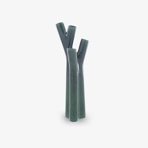 Wazon Roseau — Ligne Roset, ceramika w kolorze forest green, widok z przodu