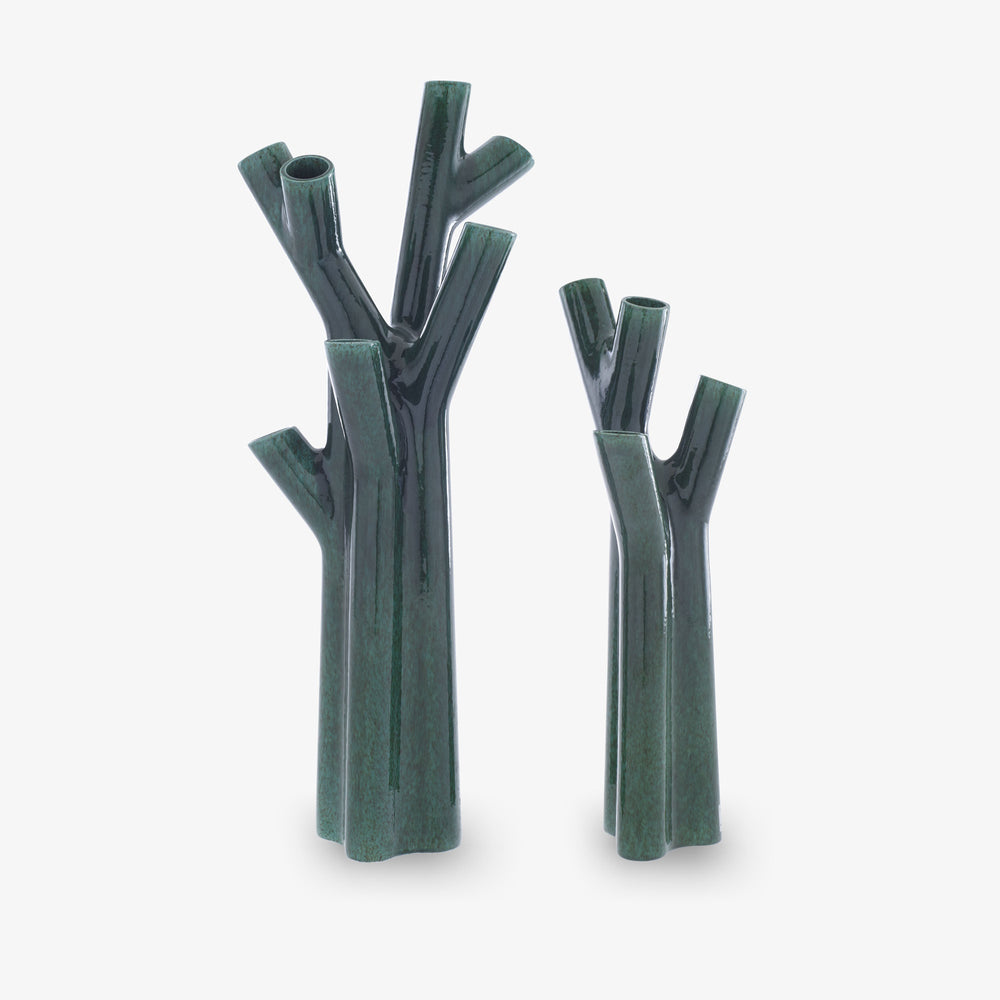 Wazon Roseau — Ligne Roset, ceramika w kolorze forest green, widok z przodu