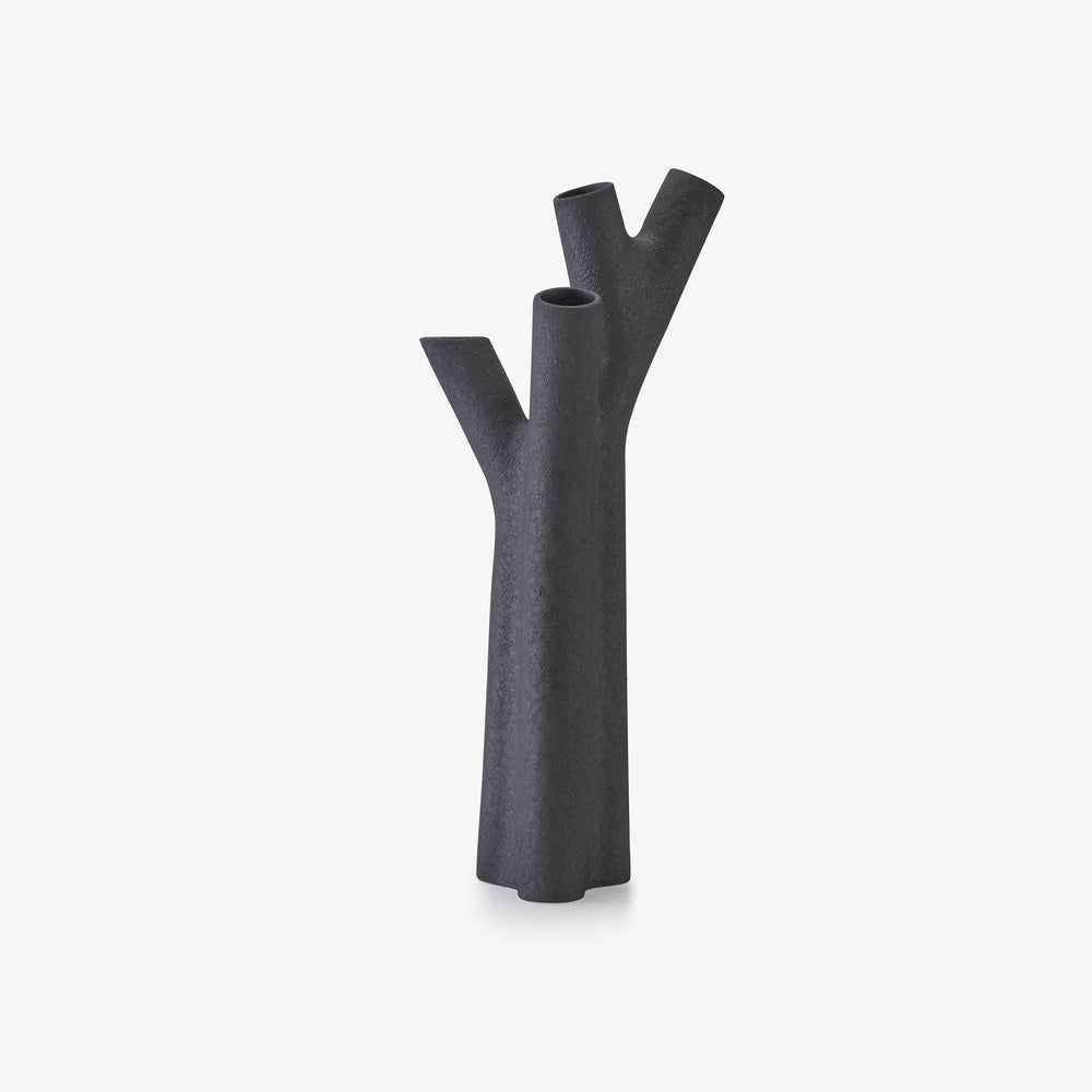 Wazon Roseau — Ligne Roset, czarna ceramika, widok z przodu