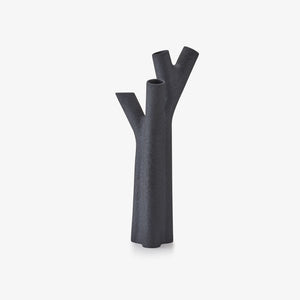Wazon Roseau — Ligne Roset, czarna ceramika, widok z przodu