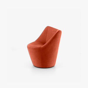 Anda — ujęcie z boku, kształt ergonomiczny, tapicerka w kolorze terakota