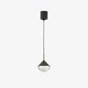 Lampa wisząca Nino — Aromas Del Campo, czarna kopuła z mlecznym kloszem, widok z przodu