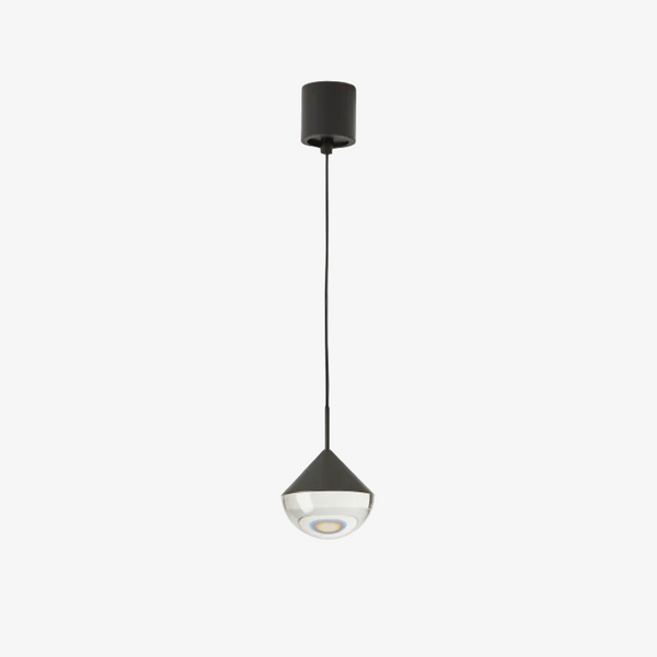 Lampa wisząca Nino — Aromas Del Campo, czarna kopuła z mlecznym kloszem, widok z przodu