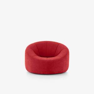 Fotel Pumpkin — Ligne Roset, tapicerka w tkaninie czerwonej, widok z przodu