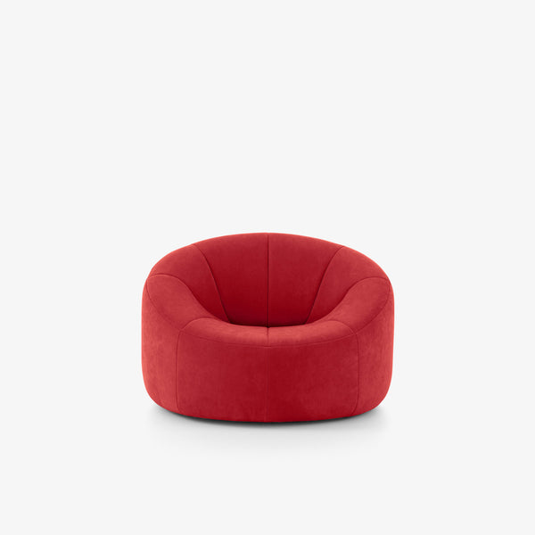 Fotel Pumpkin — Ligne Roset, tapicerka w tkaninie czerwonej, widok z przodu