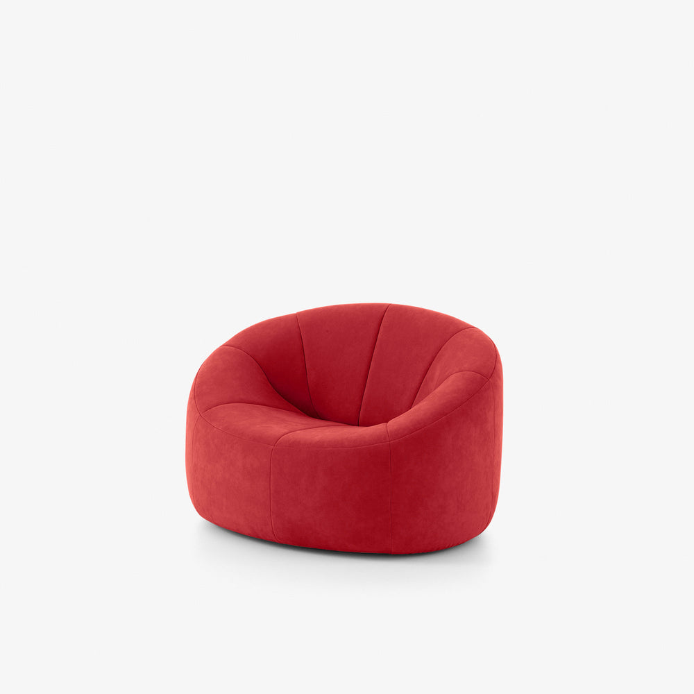 Fotel Pumpkin — Ligne Roset, tapicerka w tkaninie czerwonej, widok z przodu