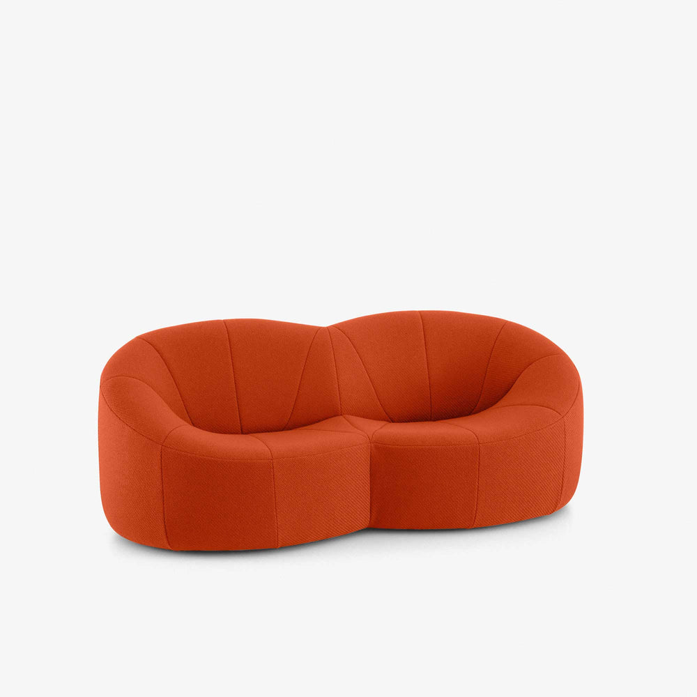 Sofa Pumpkin — Ligne Roset, tapicerka w tkaninie pomarańczowej, widok z przodu