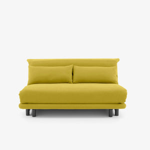 Sofa rozkładana Multy 155 — Ligne Roset, tapicerka żółta tkanina, widok z przodu