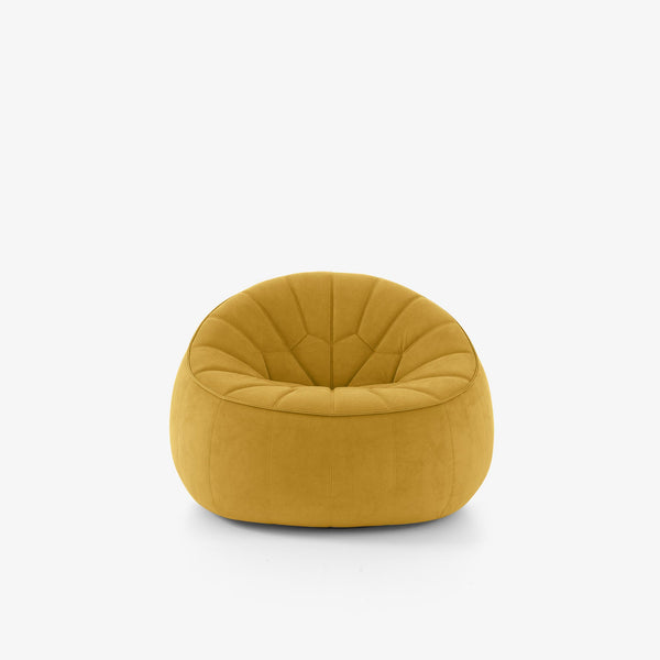 Fotel Ottoman — Ligne Roset, tapicerka w tkaninie żółtej, widok z przodu