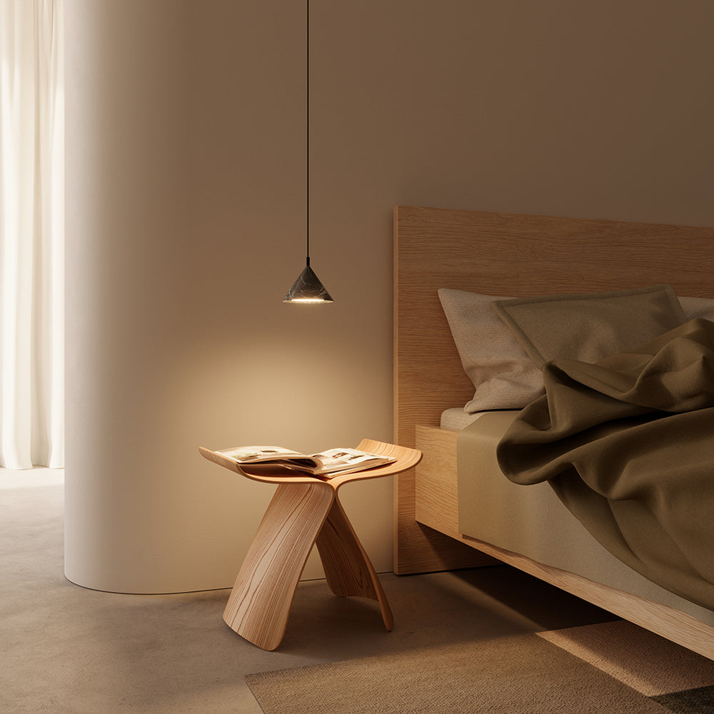 Lampa wisząca Anza — Aromas Del Campo, abażur marmurowy, widok z przodu