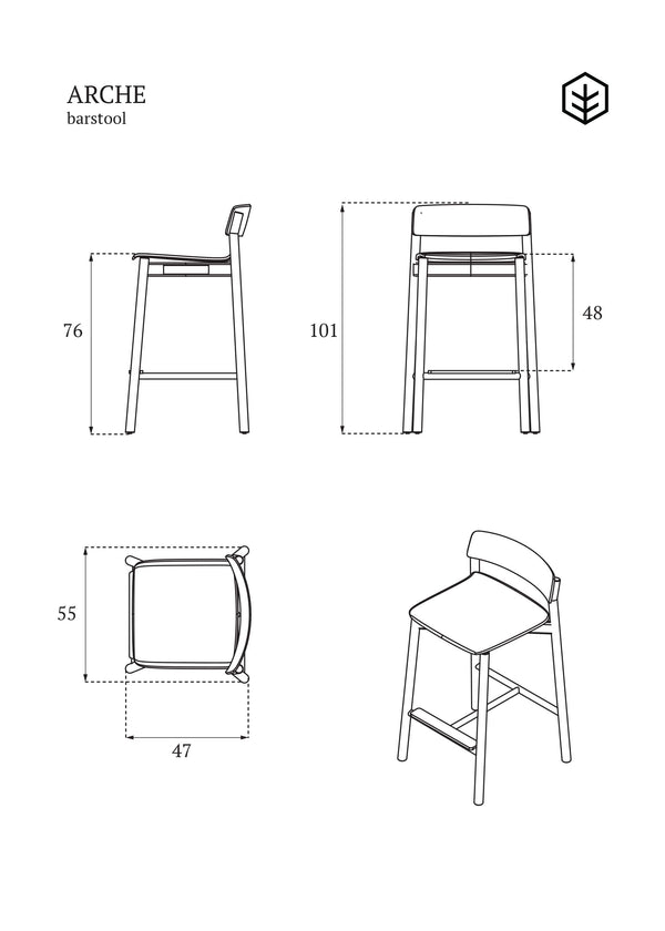 ARCHE bar stool / Natur oak KRYSTIAN KOWALSKI