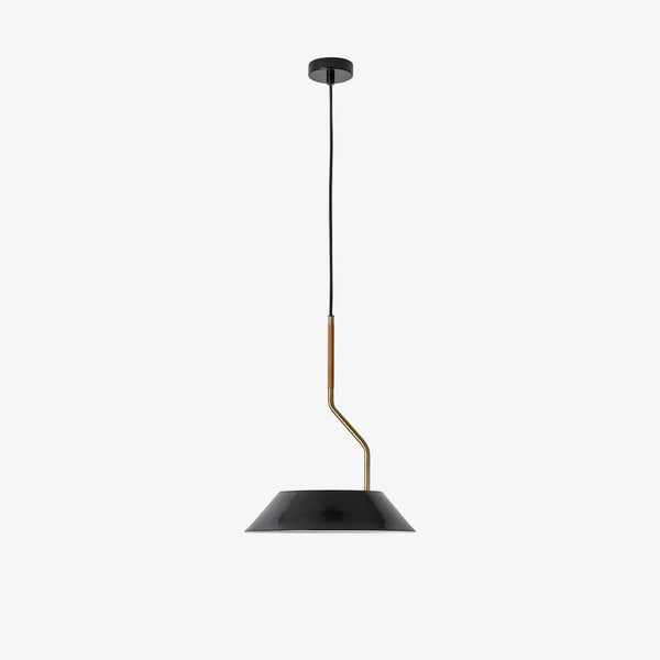 Lampa wisząca Aider — Aromas Del Campo, abażur czarny metal, drewniany element na zawieszeniu