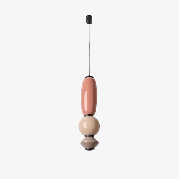 Lampa wisząca Papi — Aromas Del Campo, moduły szklane w kolorze terakota i beżu, widok z przodu
