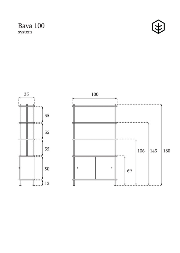 BAVA 100 shelving system Tamo