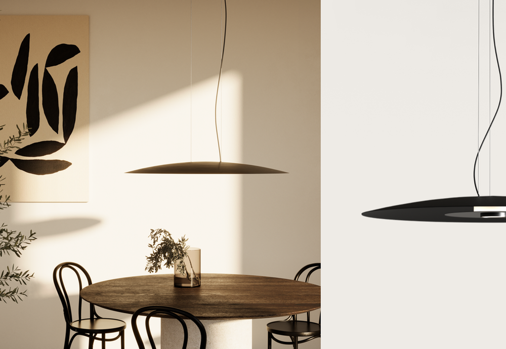 Lampa wisząca BigCoss — Aromas Del Campo, czarna owalna kopuła, widok z przodu
