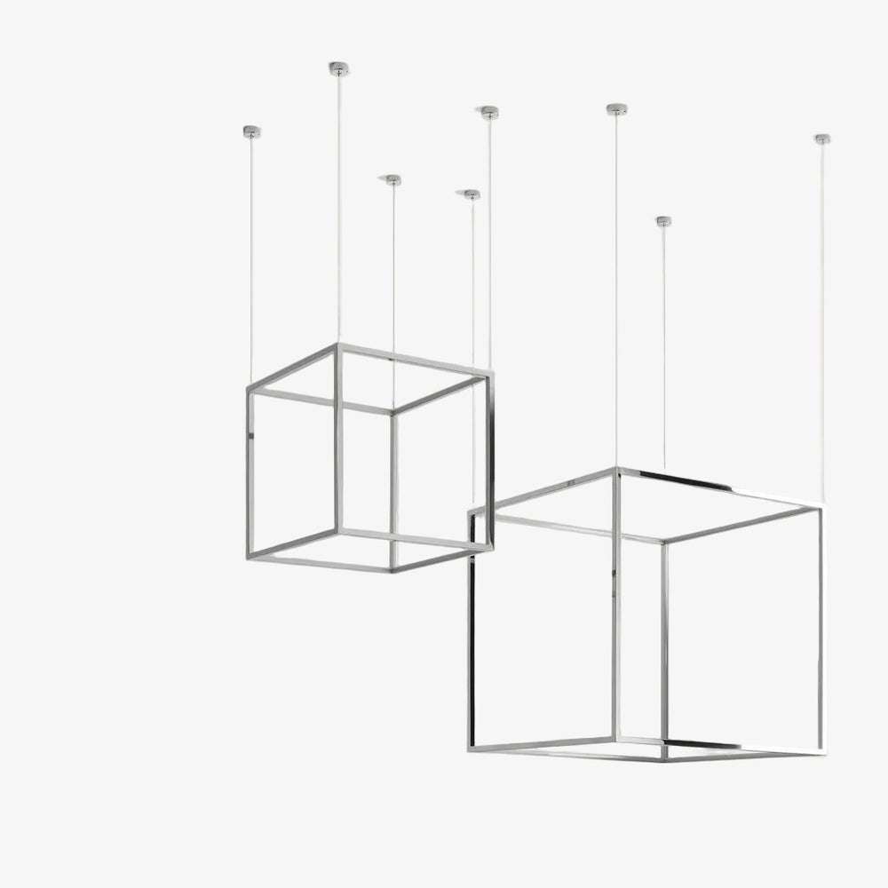 Lampa wisząca Cube-X — Aromas Del Campo, struktura geometryczna z metalową ramą, widok z przodu