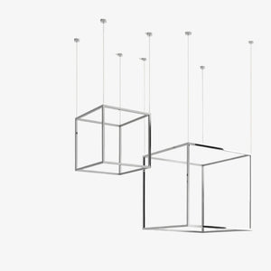 Lampa wisząca Cube-X — Aromas Del Campo, struktura geometryczna z metalową ramą, widok z przodu