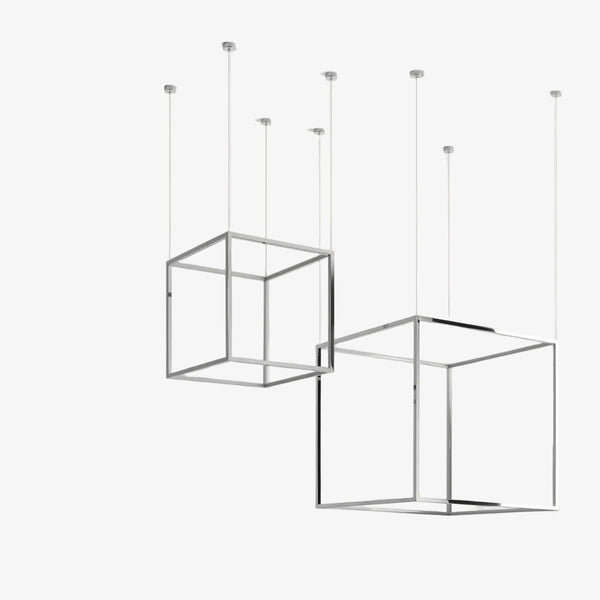 Lampa wisząca Cube-X — Aromas Del Campo, struktura geometryczna z metalową ramą, widok z przodu