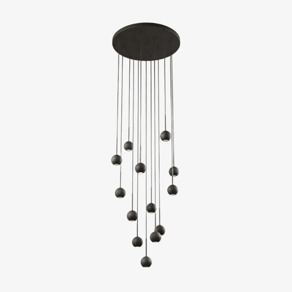 Lampa wisząca Lita — Aromas Del Campo, kuliste klosze w kolorze czarnym na metalowych linkach, widok frontalny