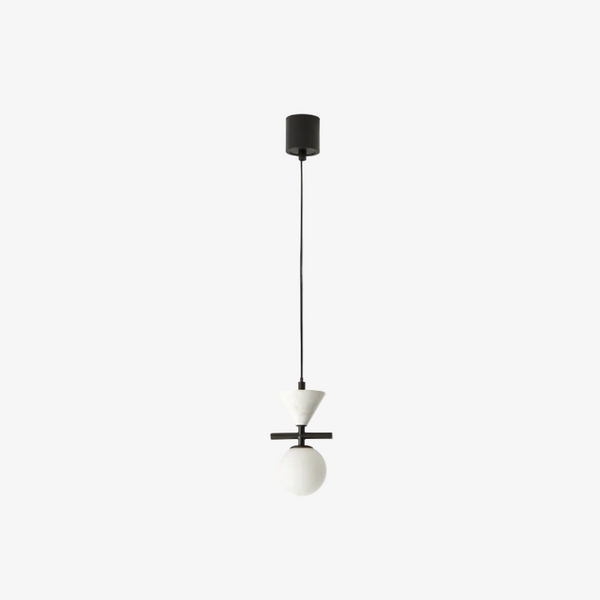 Lampa wisząca Oneta — Aromas Del Campo, kula marmurowa i stożek, widok z przodu