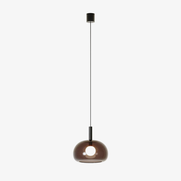 Lampa wisząca Cloud — Aromas Del Campo, szklany klosz w kolorze dymnym, widok z przodu