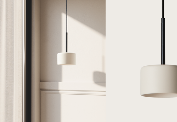 Cora — lampa w aranżacji wnętrza, abażur ceramiczny z naturalnym oświetleniem