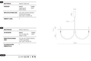 Cram 2 — schemat techniczny, wymiary i specyfikacja LED, tuby opalowe, metal matowy