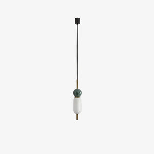Lampa wisząca Anet — Aromas Del Campo, kula marmurowa zielona, opal biały, widok z przodu