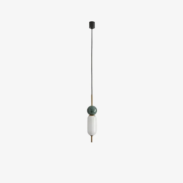 Lampa wisząca Anet — Aromas Del Campo, kula marmurowa zielona, opal biały, widok z przodu